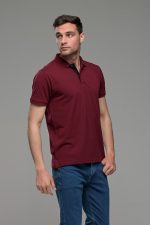 Φθηνό κόκκινο μπορντό Ανδρικό Πόλο Μπλουζάκι FR με Μπλε Πατιλέτα - Regular Fit