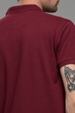 Φθηνό κόκκινο μπορντό Ανδρικό Πόλο Μπλουζάκι FR με Μπλε Πατιλέτα - Regular Fit