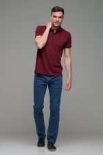 Φθηνό κόκκινο μπορντό Ανδρικό Πόλο Μπλουζάκι FR με Μπλε Πατιλέτα - Regular Fit