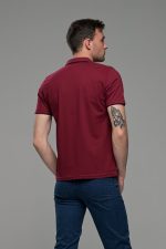 Κοντομάνικο ανδρικό πόλο μπορντό SW με μπλε περίγραμμα - Slim Fit