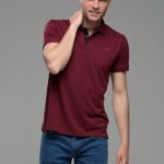 Φθηνό κόκκινο μπορντό Ανδρικό Πόλο Μπλουζάκι FR με Μπλε Πατιλέτα - Regular Fit