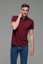 Φθηνό κόκκινο μπορντό Ανδρικό Πόλο Μπλουζάκι FR με Μπλε Πατιλέτα - Regular Fit