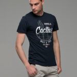 Μαύρο ανδρικό κοντομάνικο T-SHIRT με Στάμπα CACTUS
