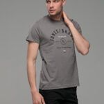 Γκρι ανδρικό κοντομάνικο T-SHIRT με Στάμπα JONES