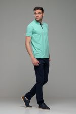 Φθηνό Πράσινο mint Ανδρικό Πόλο Μπλουζάκι FR με Μπλε Πατιλέτα - Regular Fit