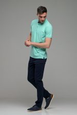 Φθηνό Πράσινο mint Ανδρικό Πόλο Μπλουζάκι FR με Μπλε Πατιλέτα - Regular Fit