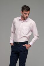 Φθηνό ροζ μακρυμάνικο ανδρικό πουκάμισο classic fit άνετη εφαρμογή