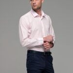 Φθηνό ροζ μακρυμάνικο ανδρικό πουκάμισο classic fit άνετη εφαρμογή