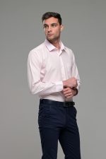 Φθηνό ροζ μακρυμάνικο ανδρικό πουκάμισο classic fit άνετη εφαρμογή