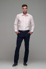 Φθηνό ροζ μακρυμάνικο ανδρικό πουκάμισο classic fit άνετη εφαρμογή