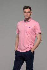 Πόλο ανδρικό μπλουζάκι ροζ MS με κοντό μανίκι και τσεπάκι – Slim Fit