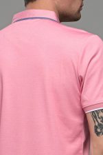 Πόλο ανδρικό μπλουζάκι ροζ MS με κοντό μανίκι και τσεπάκι – Slim Fit