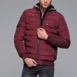 Μπορντό ανδρικό φουσκωτό μπουφάν double face αδιάβροχο