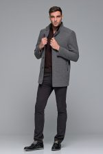 Γκρι ανθρακι ανδρικό παντελόνι chino υφασμάτινο MASSARO - Slim fit