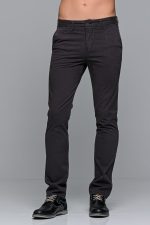 Γκρι ανθρακι ανδρικό παντελόνι chino υφασμάτινο MASSARO - Slim fit