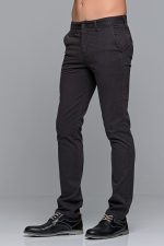 Γκρι ανθρακι ανδρικό παντελόνι chino υφασμάτινο MASSARO - Slim fit