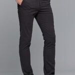 Γκρι ανθρακι ανδρικό παντελόνι chino υφασμάτινο MASSARO - Slim fit