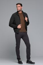 Γκρι ανθρακι ανδρικό παντελόνι chino υφασμάτινο MASSARO - Slim fit