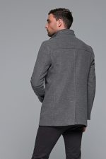 Γκρι ανδρικό μάλλινο παλτό κοντό με αποσπώμενο γιλέκο