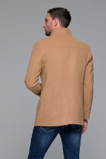 Καμηλό ανδρικό μάλλινο παλτό κοντό με αποσπώμενο γιλέκο