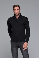 Μαύρο βαμβακερό ανδρικό πλεκτό FR με φερμουάρ