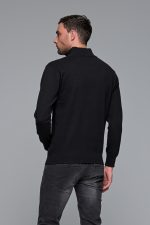 Μαύρο βαμβακερό ανδρικό πλεκτό FR με φερμουάρ