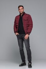 Μαύρο βαμβακερό ανδρικό πλεκτό FR με φερμουάρ