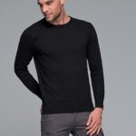 Βαμβακερό μαύρο ανδρικό πλεκτό FR με λαιμόκοψη