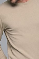 Βαμβακερό μπεζ ανδρικό πλεκτό FR με λαιμόκοψη