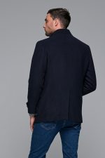 Μπλε ανδρικό μάλλινο παλτό κοντό με αποσπώμενο γιλέκο