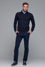 Μπλε βαμβακερό ανδρικό πλεκτό FR με φερμουάρ