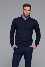 Μπλε βαμβακερό ανδρικό πλεκτό FR με φερμουάρ