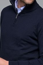 Μπλε βαμβακερό ανδρικό πλεκτό FR με φερμουάρ