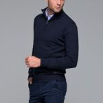 Μπλε βαμβακερό ανδρικό πλεκτό FR με φερμουάρ