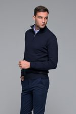 Μπλε βαμβακερό ανδρικό πλεκτό FR με φερμουάρ