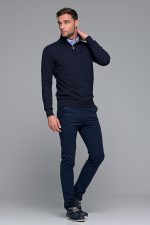 Μπλε βαμβακερό ανδρικό πλεκτό FR με φερμουάρ