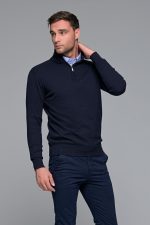 Μπλε βαμβακερό ανδρικό πλεκτό FR με φερμουάρ