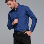 Μπλε ανδρικό πουκάμισο PAPARAZZI χωρίς Τσεπάκι - Slim Fit
