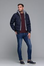 Βαμβακερό μπορντό ανδρικό πλεκτό FR με λαιμόκοψη