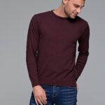 Βαμβακερό μπορντό ανδρικό πλεκτό FR με λαιμόκοψη