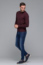 Βαμβακερό μπορντό ανδρικό πλεκτό FR με λαιμόκοψη
