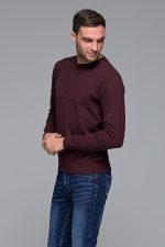 Βαμβακερό μπορντό ανδρικό πλεκτό FR με λαιμόκοψη