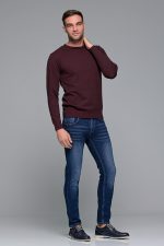 Βαμβακερό μπορντό ανδρικό πλεκτό FR με λαιμόκοψη