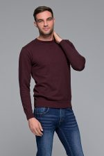 Βαμβακερό μπορντό ανδρικό πλεκτό FR με λαιμόκοψη