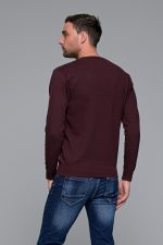 Βαμβακερό μπορντό ανδρικό πλεκτό FR με λαιμόκοψη
