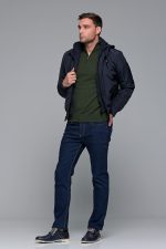 Πράσινο βαμβακερό ανδρικό πλεκτό FR με φερμουάρ regular fit