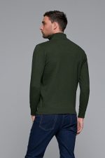 Πράσινο βαμβακερό ανδρικό πλεκτό FR με φερμουάρ regular fit