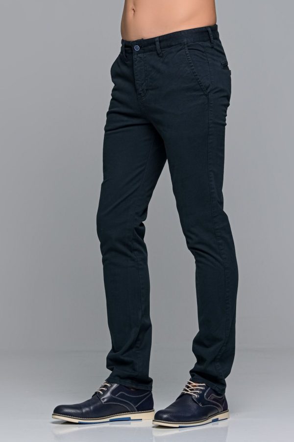 Μπλε navy ανδρικό παντελόνι chino υφασμάτινο MASSARO - Slim fit