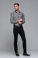 Denim μαύρο ανδρικό τζιν massaro με ελαστικό– Straight fit