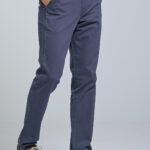 Μπλε ανδρικό παντελόνι chino AV φτηνό- Slim fit